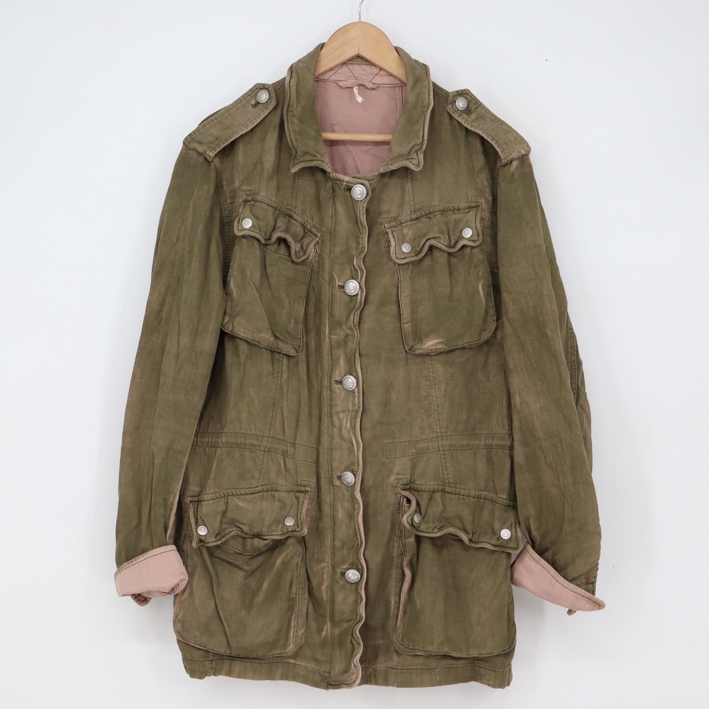Free People Jacket Women's L Olive Green Utility Field Cargo Excellent